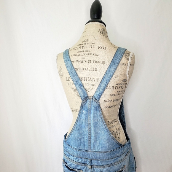 life in progress | Light Wash Denim Short Overalls - Picture 7 of 14